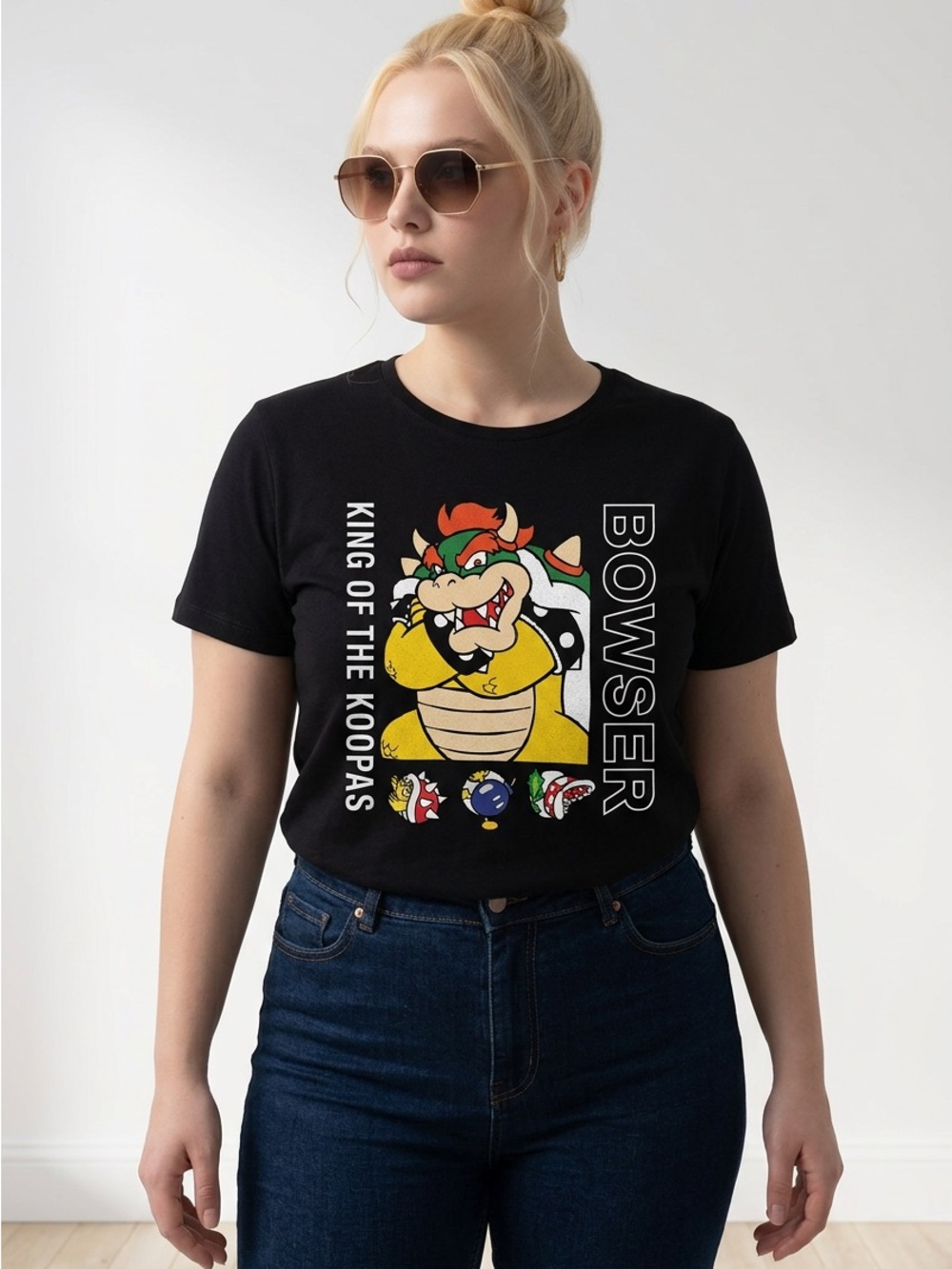 Nintendo Super Mario Black Graphic Tee with White Print unisex